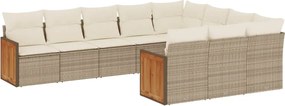 vidaXL Set canapele de grădină cu perne, 10 piese, bej, poliratan