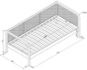 Pat copii pentru camera copil tip CABINĂ MĂSLIN 90 X 200 CM RATTAN STEJAR