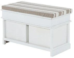 Bancă cu pernă, 2 sertare, alb/maro deschis, SEAT BENCH 1 NEW