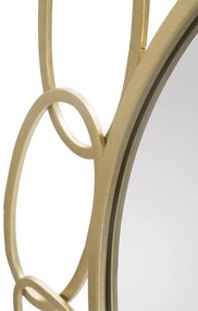 Oglinda decorativa aurie cu rama din metal, ∅ 84 cm, Glam Chain Mauro Ferretti