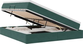 vidaXL Pat cu saltea și spațiu de depozitare Verde închis 160 x 200 cm