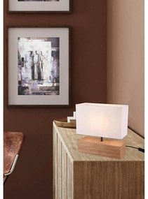 Veioză albă/în culoare naturală cu abajur textil (înălțime 30 cm) Woody – Reality