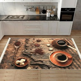 Covor bucatarie antiderapant, Coffee Time Rustic, mai multe dimensiuni