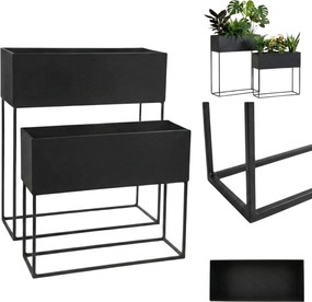 Jardiniere metalice lungi TINO, 2 suporturi