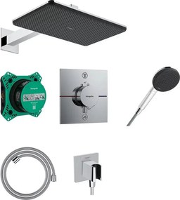 Sistem de dus incastrat Hansgrohe Raindance Alive Q cu termostat si corp ingropat finisaj crom lucios