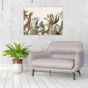 Tablou pe sticlă - Locuitorii africii (70x50 cm)