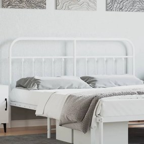 352662 vidaXL Tăblie de pat metalică, alb, 160 cm