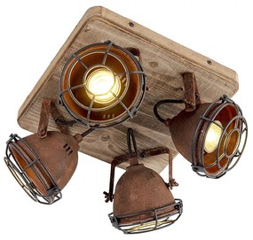 Smart Spotlight Maro Ruginiu cu Lemn incl. 4 WiFi GU10 - Gina