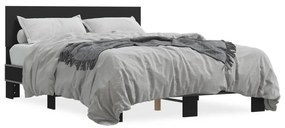 3280202 vidaXL Cadru de pat, negru, 120x190 cm, lemn prelucrat și metal