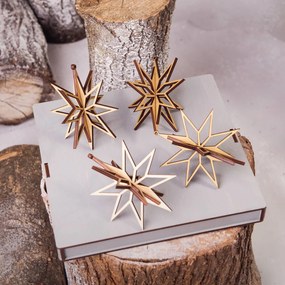 Set 8 decorațiuni de Crăciun - Stele aurii
