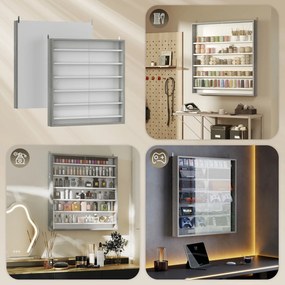 HOMCOM Dulap Tip Vitrină de Expoziție cu Rafturi Reglabile, Montată pe Perete, Negru | Aosom Romania