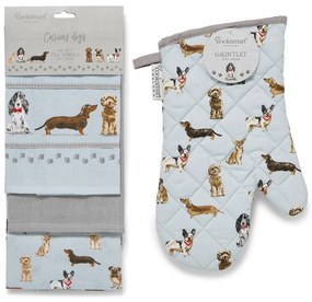 Set cu prosoape și mănușă de bucătărie 4 buc. Curious Dogs – Cooksmart ®