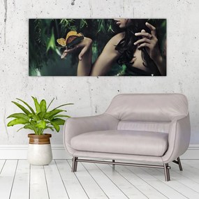 Tablou - Femeia grațioasă cu fluture (120x50 cm)