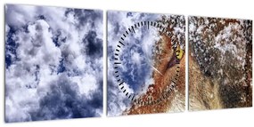 Tablou cu lup (cu ceas) (90x30 cm)