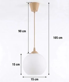 Brilagi - Pendul LED pe cablu RETRO GLASS 1xE27/60W/230V Ø 15 cm bej/alb