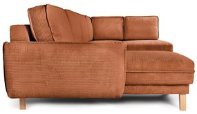 Colțar portocaliu extensibil cu tapițerie din catifea reiată (cu colț pe partea dreaptă/în formă de "U") Tori – Bonami Selection