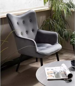 Fotoliu Carmen velvet gri Blu14/negru mat