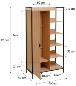 Șifonier în culoare naturală deschis 100x190x48 cm Armarios – Casa Selección