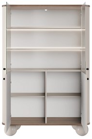 Vitrină cu patru uși Vesper 103 cm - cașmir / nuc / mânere negre / picioare rotunde