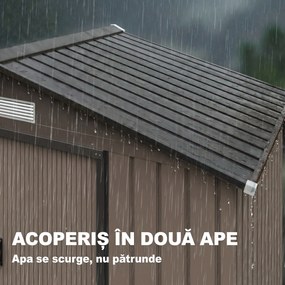 Outsunny Căsuță de Grădină pentru Unelte, 213x130x185 cm, Maro | Aosom Romania