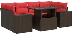 vidaXL Set canapele de grădină cu perne, 7 piese, maro, poliratan