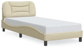 3207742 vidaXL Cadru de pat cu tăblie, crem, 90x190 cm, textil