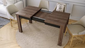 Mazzoni FONTE Stejar Maro / Negru Mat - MASĂ CLASICĂ DE BUCĂTĂRIE/LIVING EXTENSIBILĂ PÂNĂ LA 130 sau 155 cm!