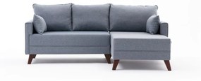Coltar Extensibil si Taburet Bella Soft Mini Köşe Right, Albastru