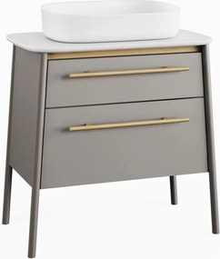 Set dulap pe pardoseala gri Krofam Dukla 78 cm, lavoar pe blat Krofam Dukla 55 cm
