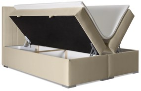 Pat matrimonial Boxspring 160 cm Morcano (bej) (cu sp. depozitare). 1044275