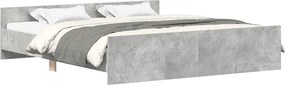vidaXL Cadru de pat cu tăblie la cap/picioare, gri beton, 160x200 cm