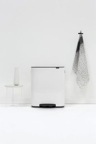 Cos de gunoi Brabantia Bo Pedal 1003188, 2x30 L, Inchidere lina, Baza antiderapanta, Alb