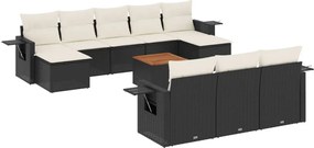vidaXL Set canapele de grădină cu perne, 11 piese, negru, poliratan