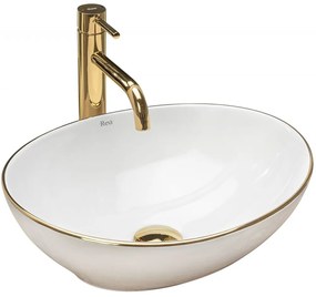 Lavoar alb/auriu pe blat Rea Sofia Gold Edge 41 cm