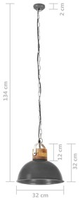 Lampa suspendata industriala, gri, 32 cm, mango, E27, rotund 1, Gri, 32 cm, 1