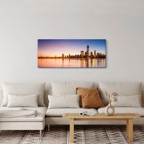 Tablou cu oraș în apus de soare (120x50 cm)