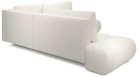 Colțar tapițat extensibil ALMADA, în formă de L, cu spațiu de depozitare, versiune stânga, bej