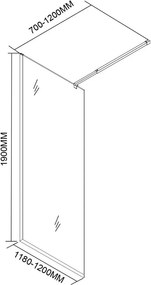 Perete de duș River walk-in 120x190 cm