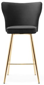 Scaun de bar Modena negru picioare gold - H70 cm