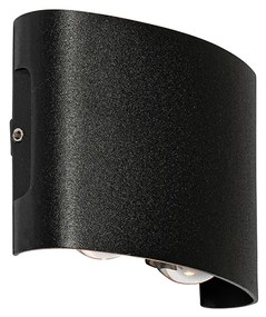 Aplică de perete exterioară neagră incluzând LED 4 lumini IP54 - Silly