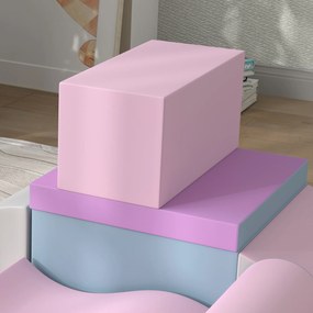 HOMCOM Set de Cuburi Moi pentru Copii, stimulează creativitatea, piele artificială, 40x40x20 cm, Multicolor, 1-3 ani | Aosom Romania