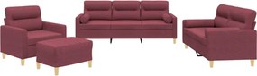 vidaXL Set canapea cu perne, 4 piese, roșu vin, material textil