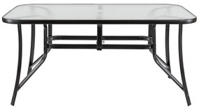 Masă de grădină Canillo cu cadru metalic și sticlă, neagră