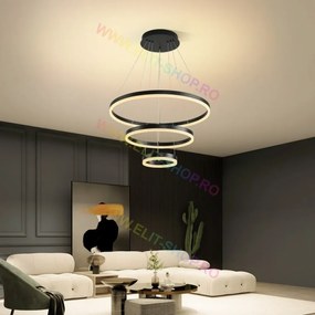 Lustra LED Cu Telecomanda, Elit's Esn1719-600-BK, 154W