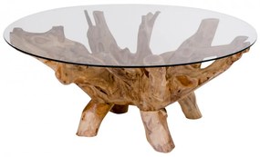 Masa de cafea rotunda din lemn cu sticla Amazonas House Nordic