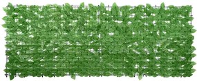 vidaXL Paravan de balcon, frunze verzi, 200x75 cm