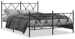 376520 vidaXL Cadru pat metalic cu tăblie de cap/picioare, negru, 140x190 cm