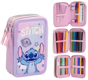 Disney Lilo și Stitch Universe penar etajat umplut cu 3 compartimente