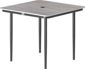 Outsunny Masă de grădină dreptunghiulară pentru 4 persoane, masă de luat masa exterioară cu orificiu pentru umbrelă, 85 x 85 x 72,5 cm, gri | Aosom Romania
