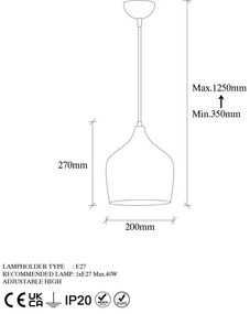Lustră arămie cu abajur din metal ø 20 cm Murek – Opviq lights